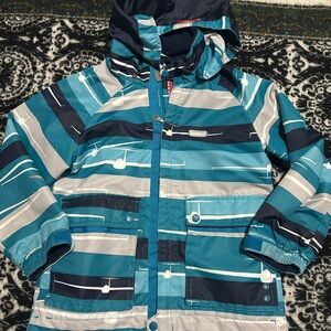 Reima water proof kid jacket blue full zippers hoodie Sz 110